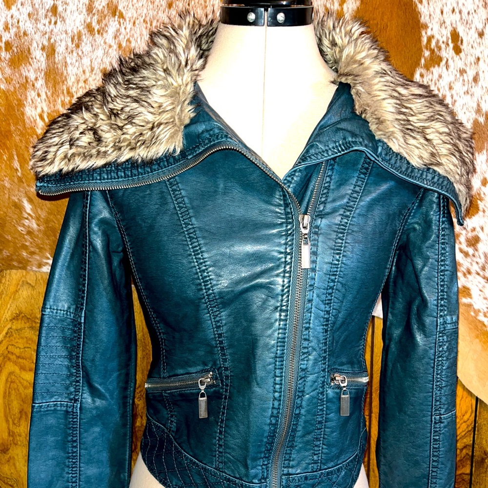 NWOT Xhilaration Faux Leather and Fur Motorcycle Jacket